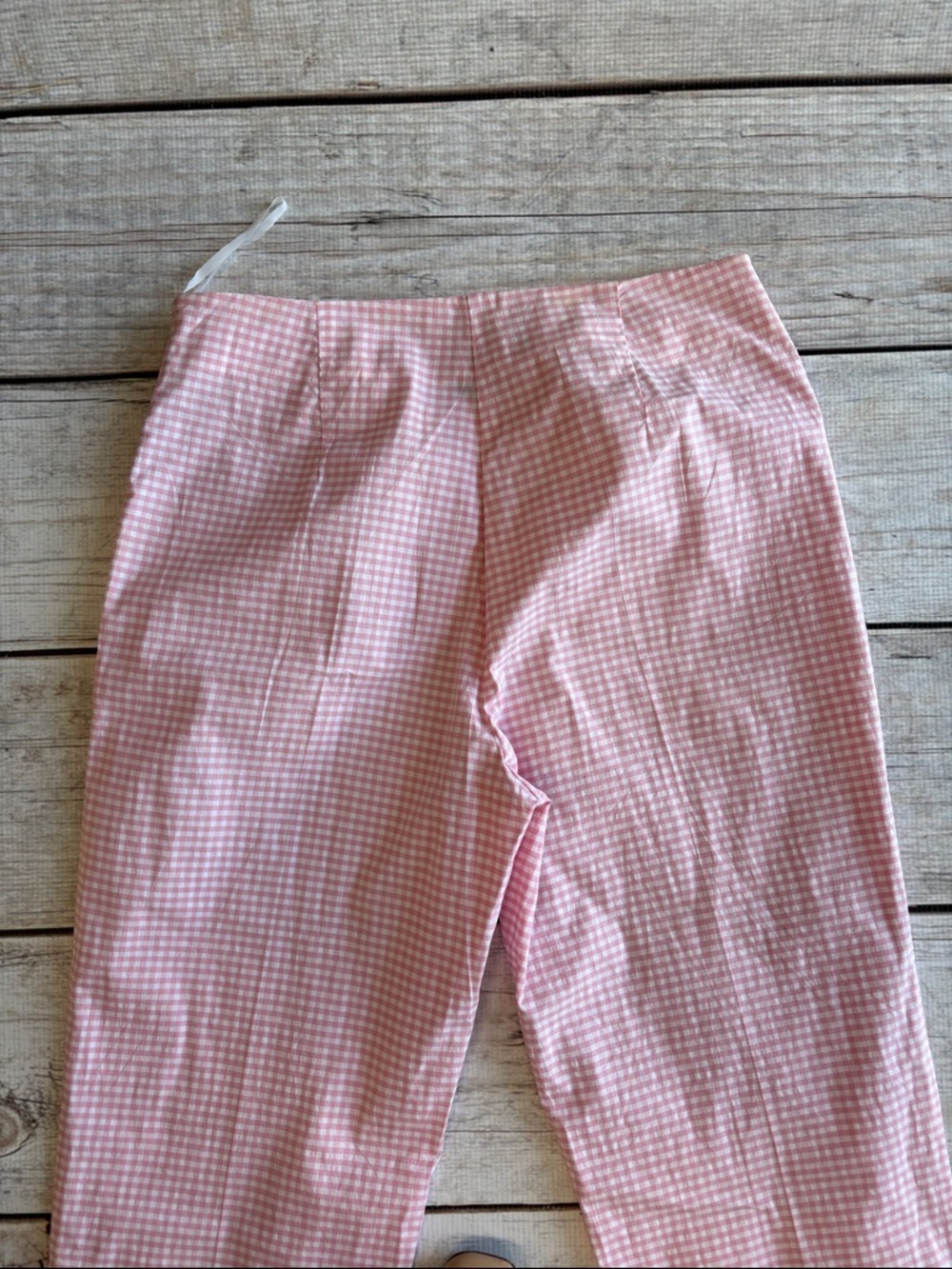 Catherine Stewart Tailored Pink Gingham Cropped Pants - Picture 2 of 5